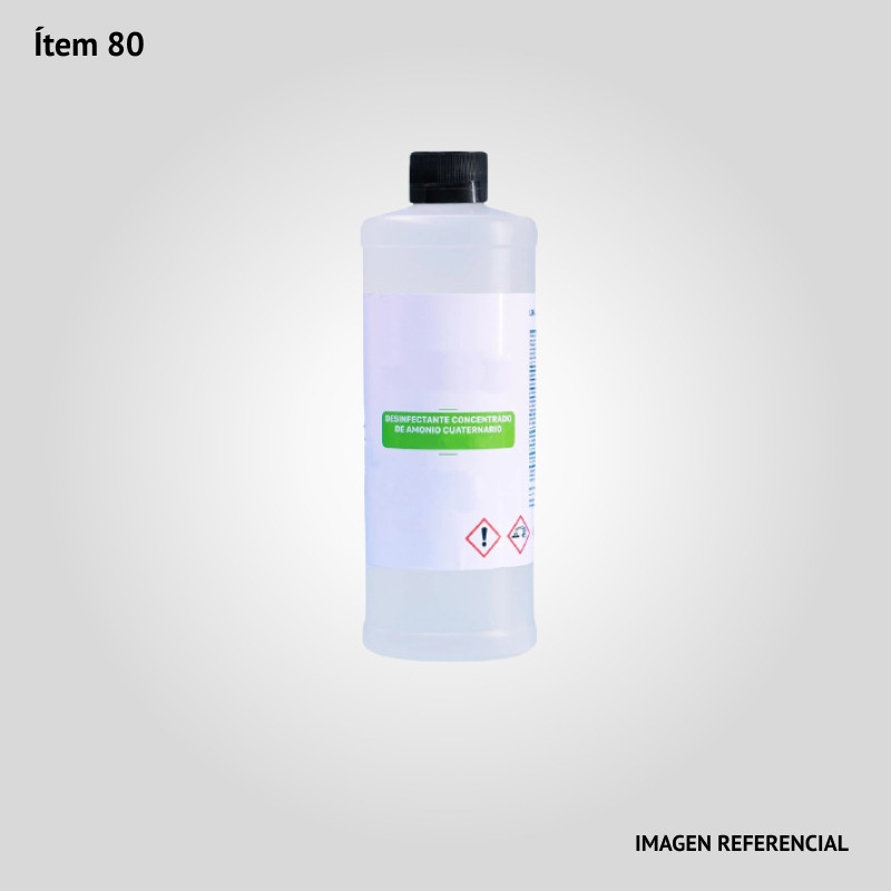 Desinfectante líquido concentrado a base de amonio cuaternario de 1 litro