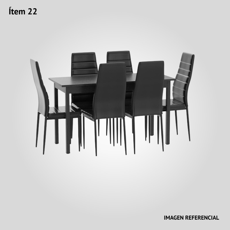Mesa de comedor para 6 personas con sillas de PVC