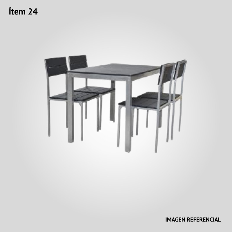 Mesa de comedor para 4 personas con sillas de PVC