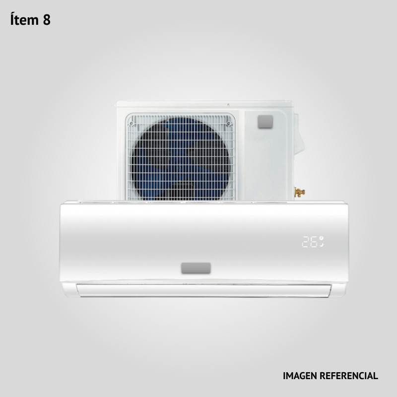 8. Provisión de Acondicionador de Aire de 18.000 BTU tipo Split de pared frío/calor. Equipo Tipo convencional.