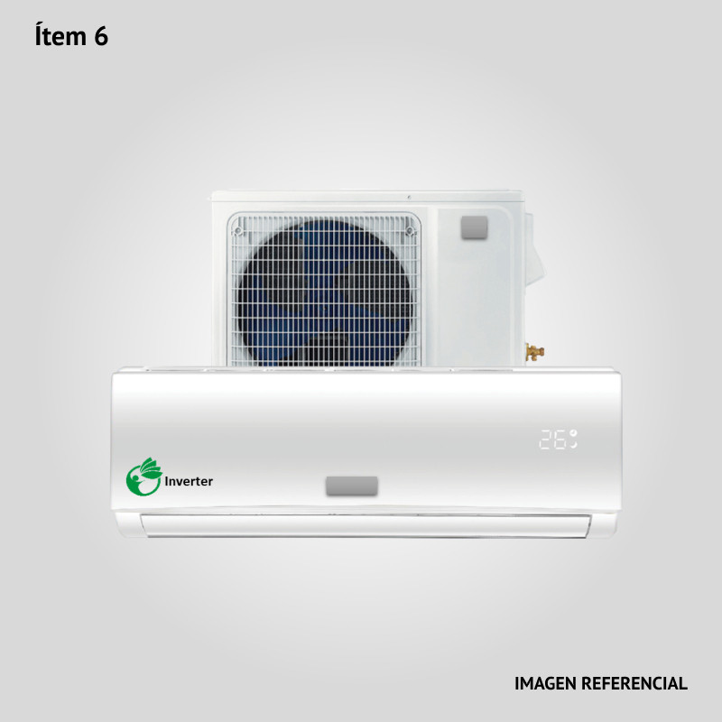 6. Provisión de Acondicionador de Aire de 18.000 BTU tipo Split de pared frío/calor. Equipo Tipo Inverter