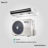 25. Prov., inst. y puesta en marcha de Acond. de Aire de 36000 BTU Split PISO/TECHO-frío/calor. Cond. horizontal. Tipo Inverter