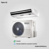 41. Prov., inst. y p. en marcha de un aire acond. split de 48000 BTU de PISO/TECHO-frío/calor, Cond. horizontal. Tipo Inverter